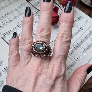 Vintage Copper and Silver Statement Ring Size 10